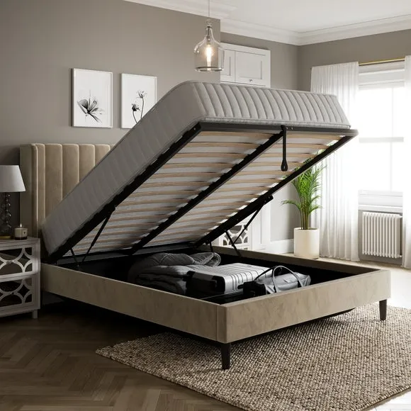 Alara Pleated Ottoman Bed Frame, Velvet 2