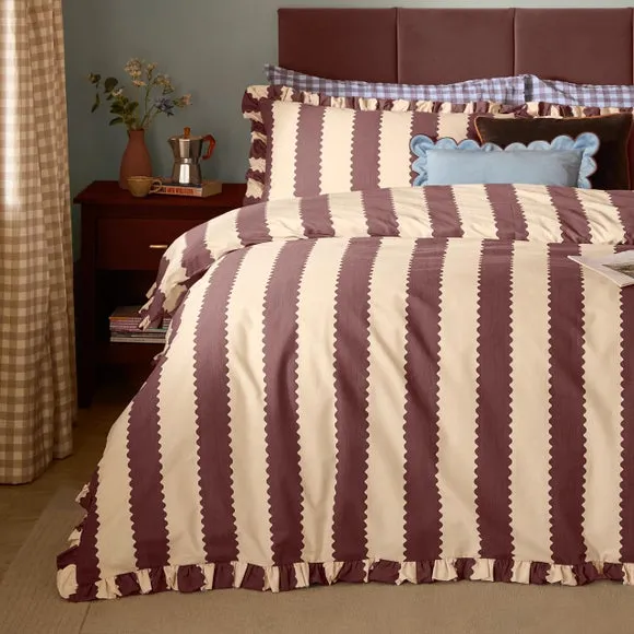 Furn. Birdie Stripe Polycotton Duvet Cover & Pillowcase Set 3