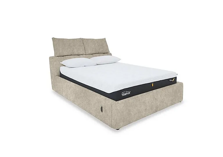 Tyrell Fabric Electric Ottoman Bed Frame - Super King - Cream