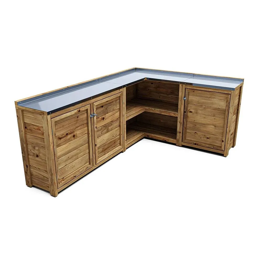 Dunster House Garden Kitchen Unit W2m x D1.5m / W7' x D5' UNIT III in Brown