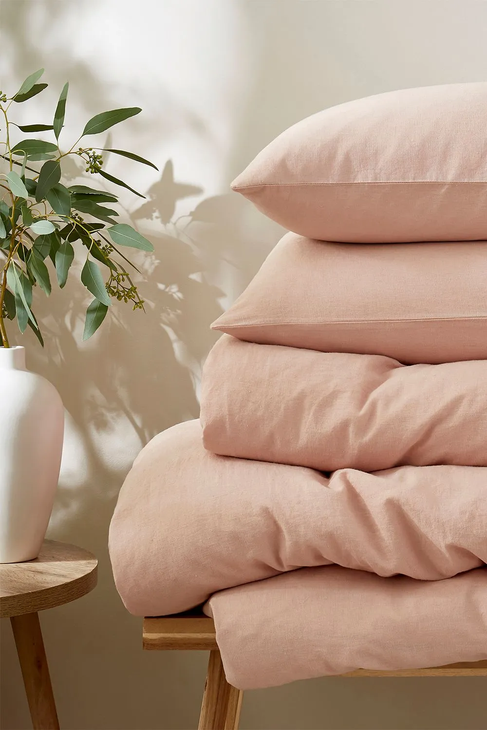 Martex Touch of Linen Duvet Cover Set (Includes 2 Pillowcases 1 For Single) in Pale Pink 5