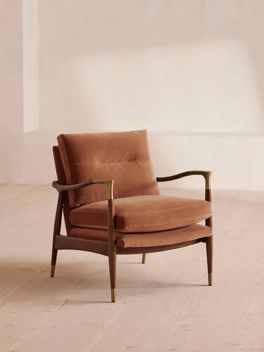 Theodore Armchair, Velvet, Antique Rose