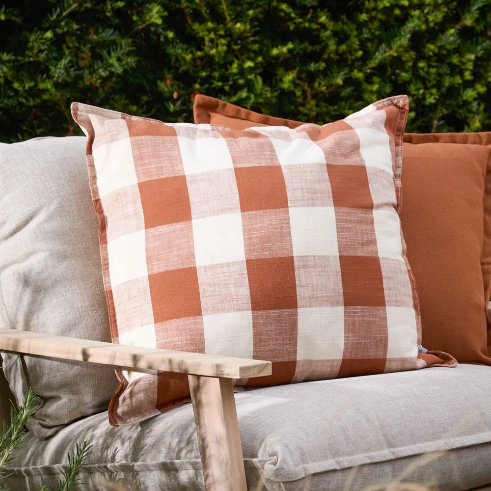 Yard Chesil Check 100% Cotton Outdoor Cushion in Brown