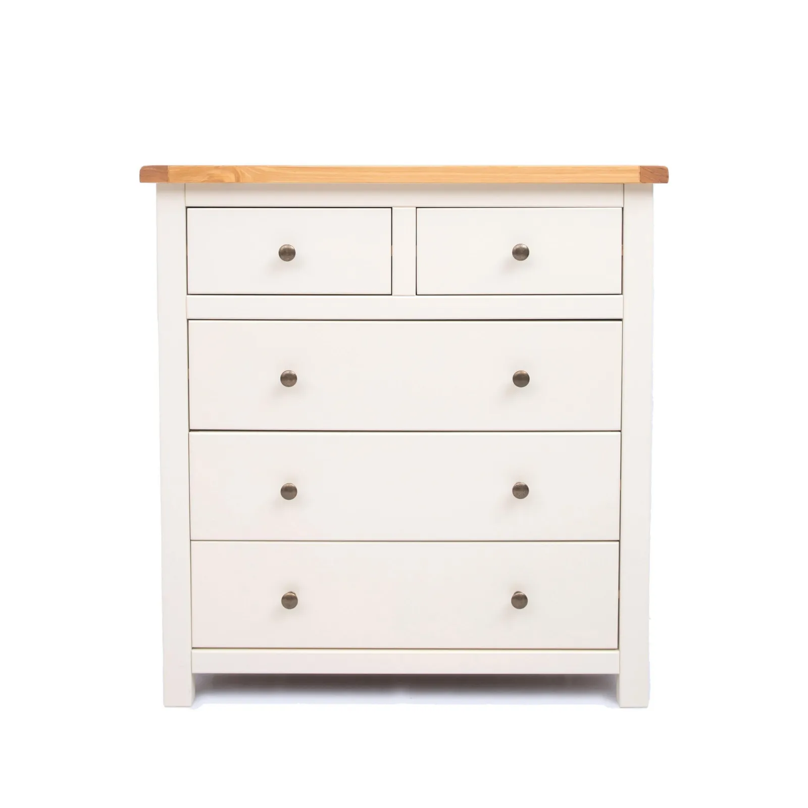 Cabinet Bits Maggiori 5 Drawer Chest of Drawers Brass Knob in Off-White