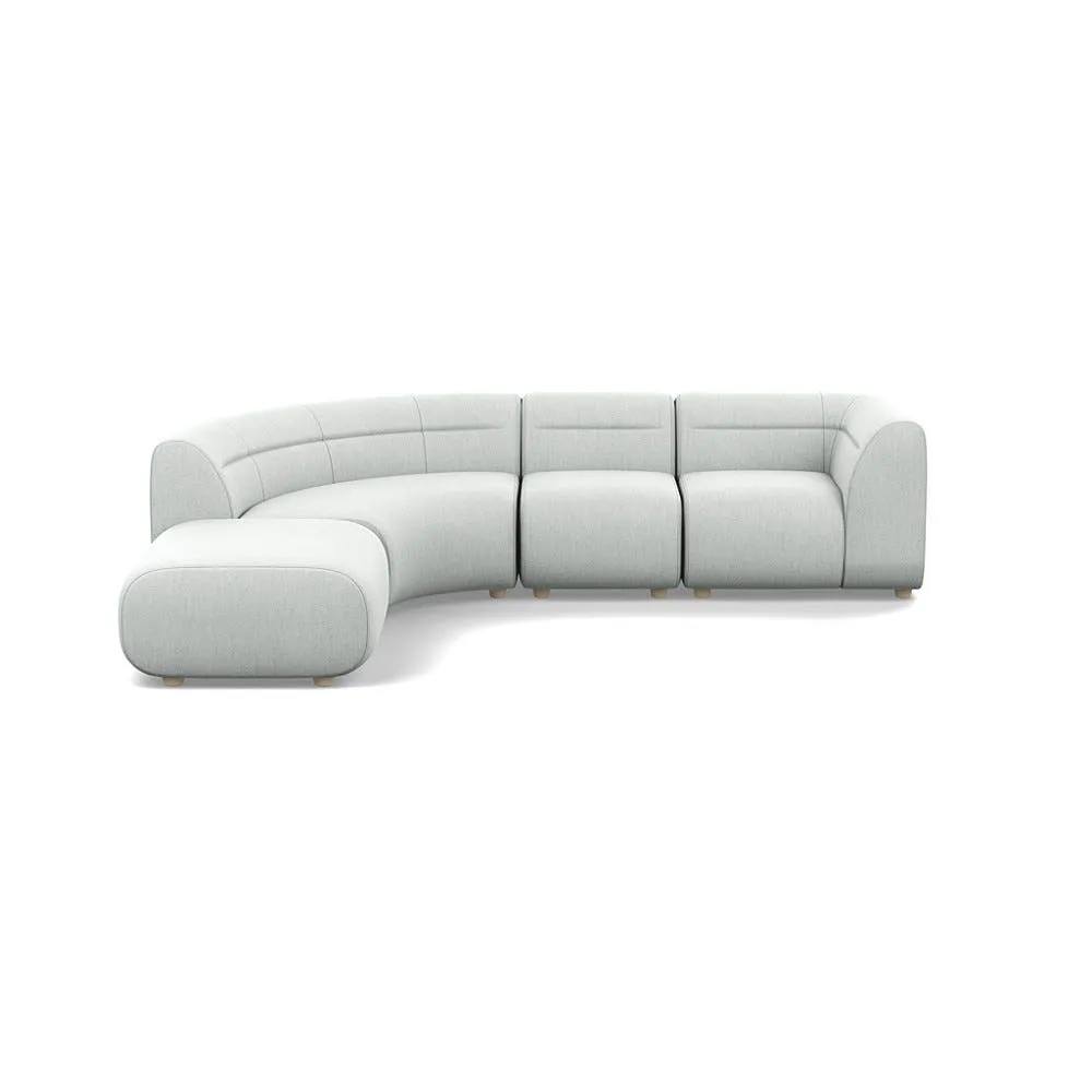 Heal's Lilli Left Hand Facing Curved Corner Sofa Broadweave Tin Natural Beech Feet 1