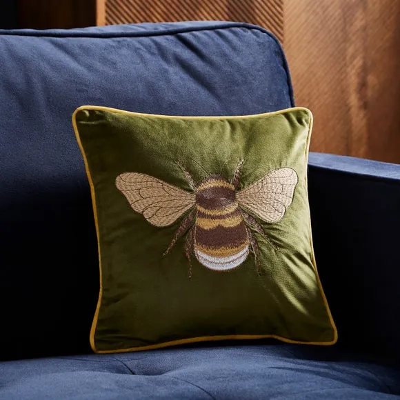 Embroidered Bee Square Cushion 1
