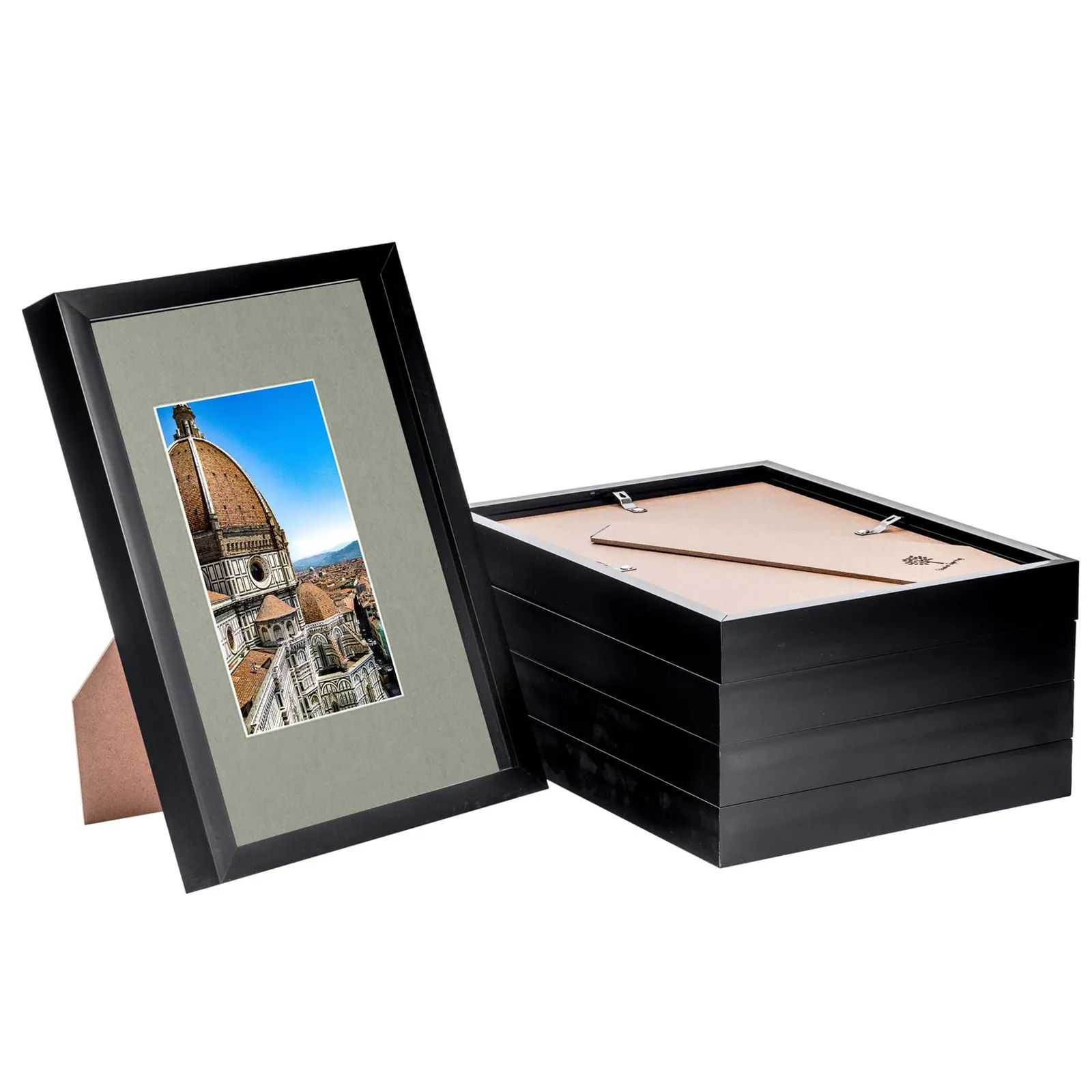 Nicola Spring 3D Shadow Box Frames with A5 Mount - A4 (8" x 12") - Grey Mount - Pack of 5 in Black 1
