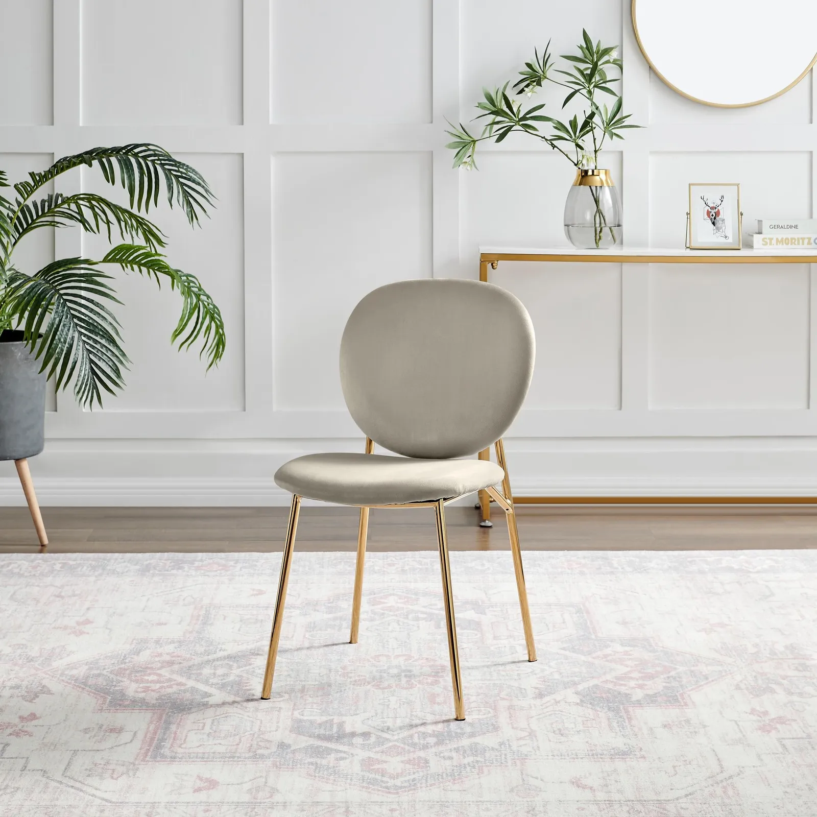 FurnitureboxUK Set of 2 Ivy Modern Velvet Dining Chairs On Gold Legs - Vintage Retro Nod in Taupe 4