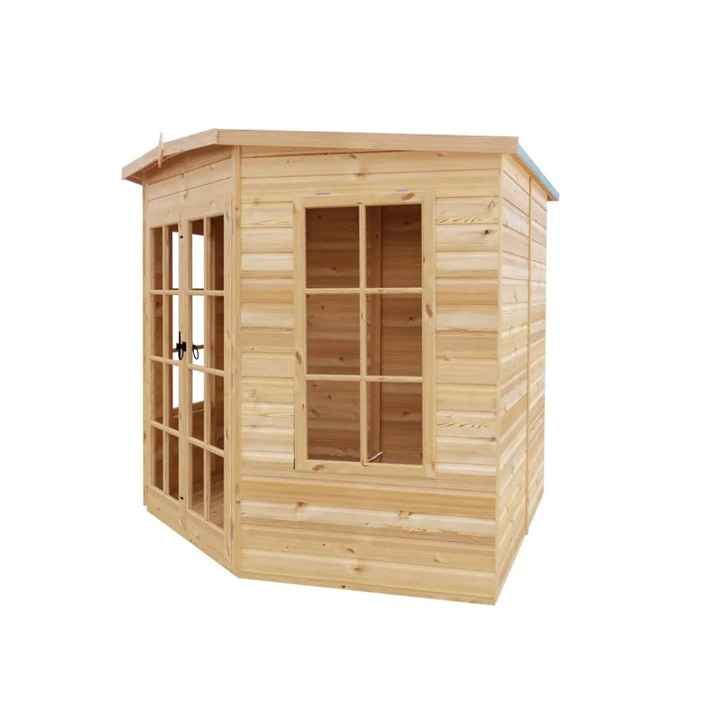 Shires Hampton Shiplap Summerhouse Garden Sun Room Approx 8 x 8 Feet in Brown 4