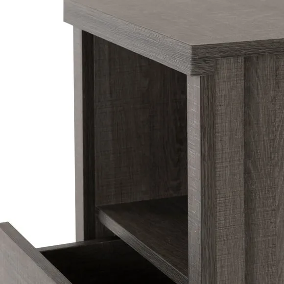 Lennon 2 Drawer & 1 Shelf Bedside Table, Black 5