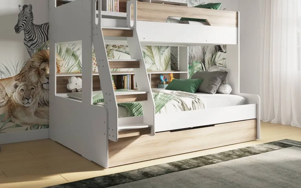 Flair Interstellar Triple Bunk Bed in Light Oak 3