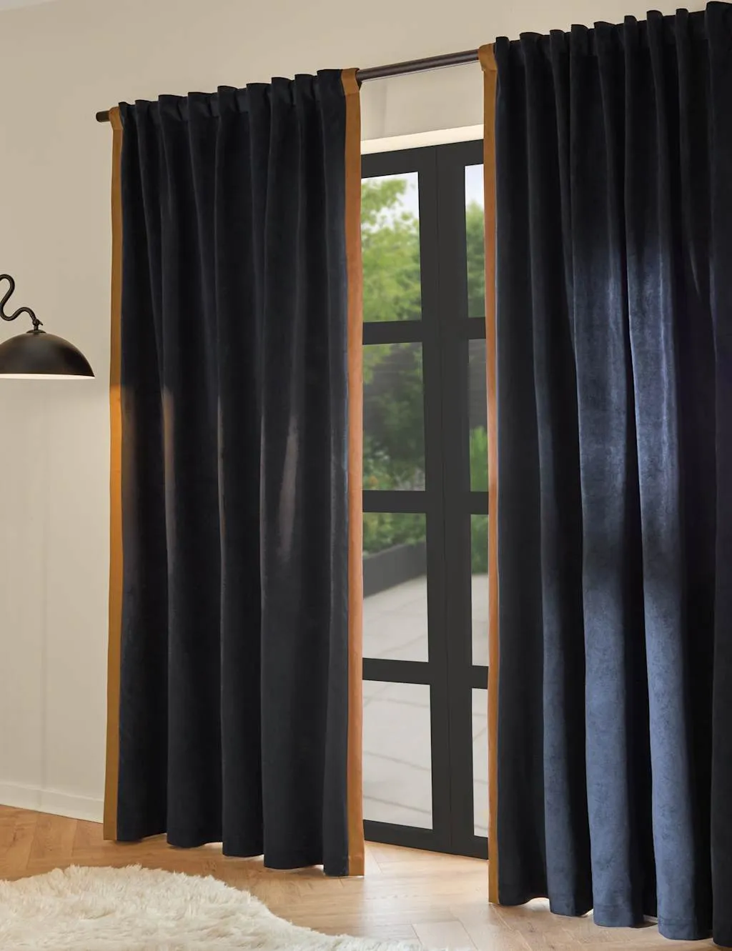MADE Audley Velour Eyelet Curtains Dark Blue