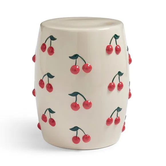Cherry Print Ceramic Side Table 4