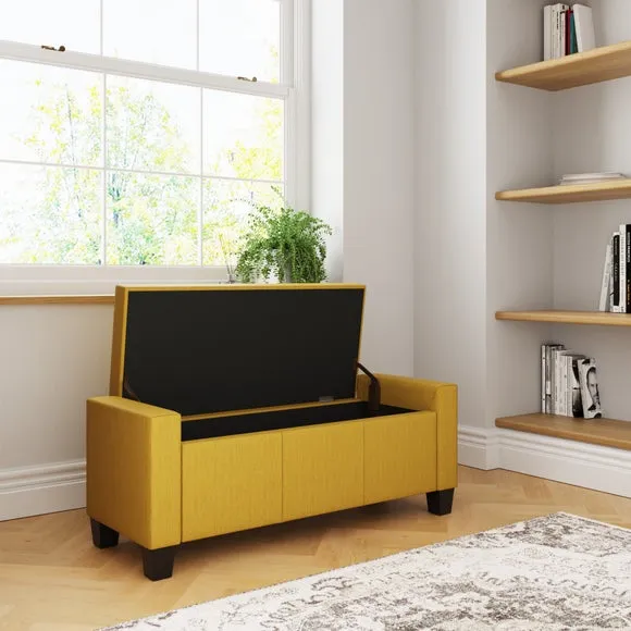 Verona Upholstered Ottoman Bench, Mustard 2