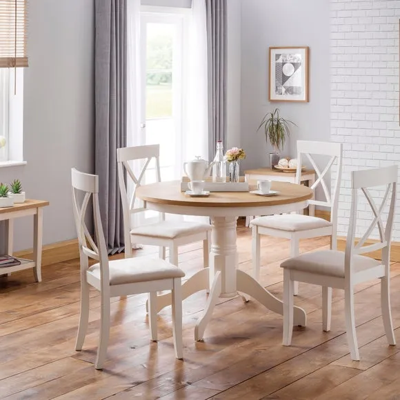 Return - Davenport Set of 2 Dining Chairs, Faux Leather Ivory Seat Pad