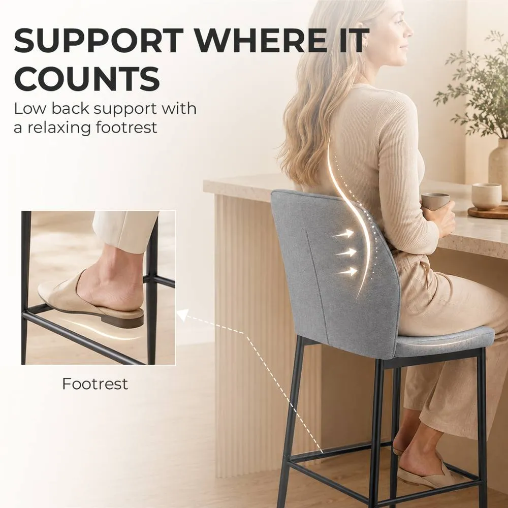 HOMCOM Modern Tall Chairs with Footrest & Backrest, Grey 4