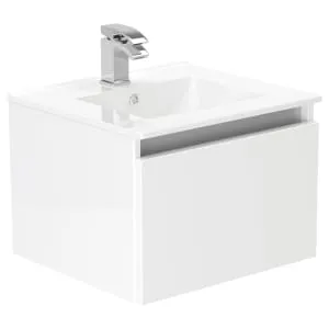 Newland White Basin Unit Single Drawer Suspended - 500mm