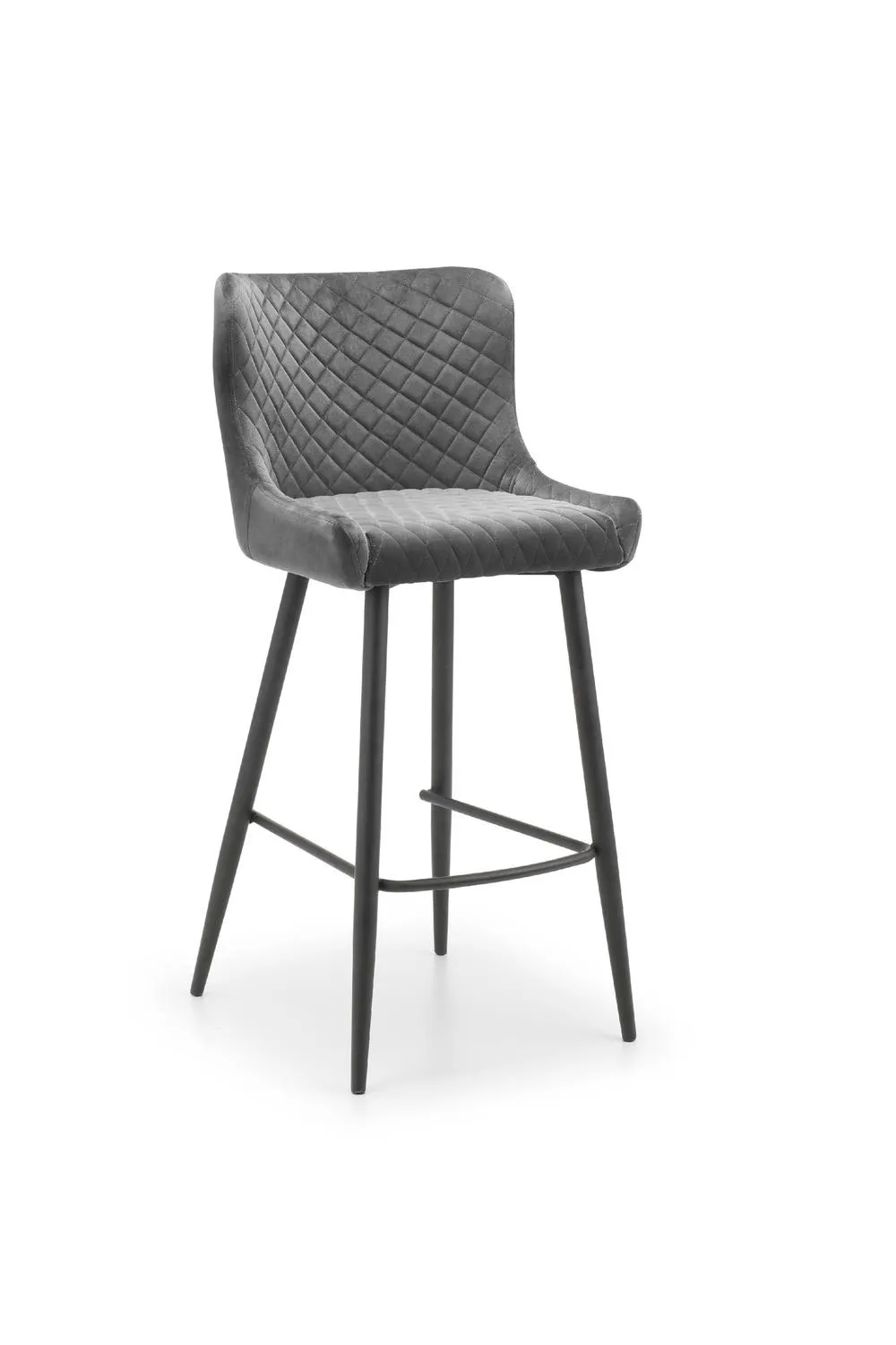 Julian Bowen Luxe Diamond Quilted Upholstered Bar Stool (Set of 2) in Grey 3