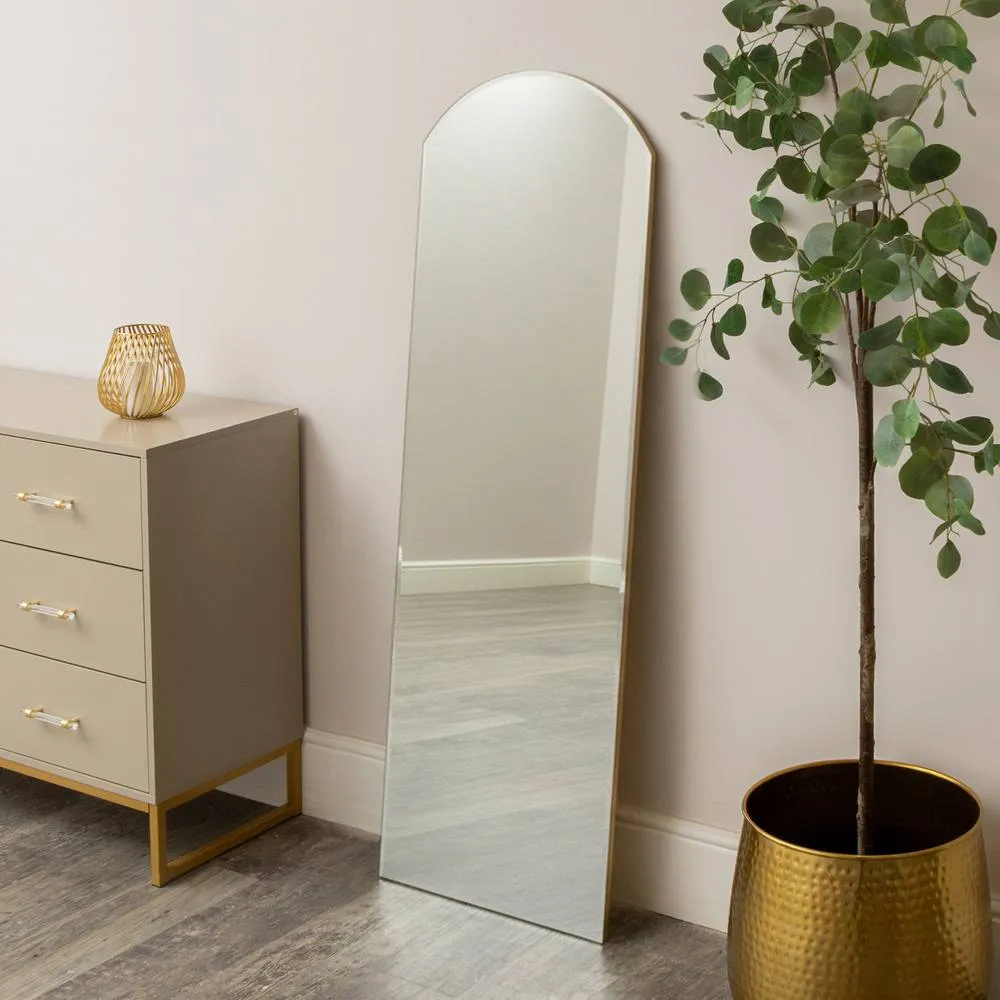 Melody Maison Large Full Length Gold Frameless Arched Mirror - 47cm X 142cm 4