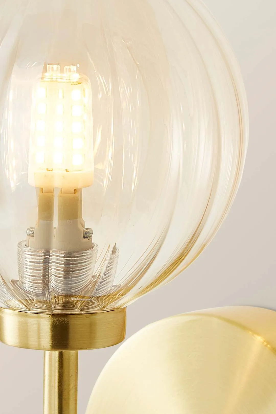 ValueLights Chessy Ribbed Glass Globe Shade Gold Stem Wall Light 5