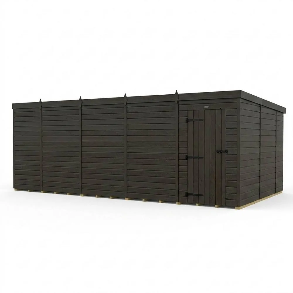 Buttercup Farm 19ft x 10ft Composite Pent Garden Shed Single Door No Windows in Grey