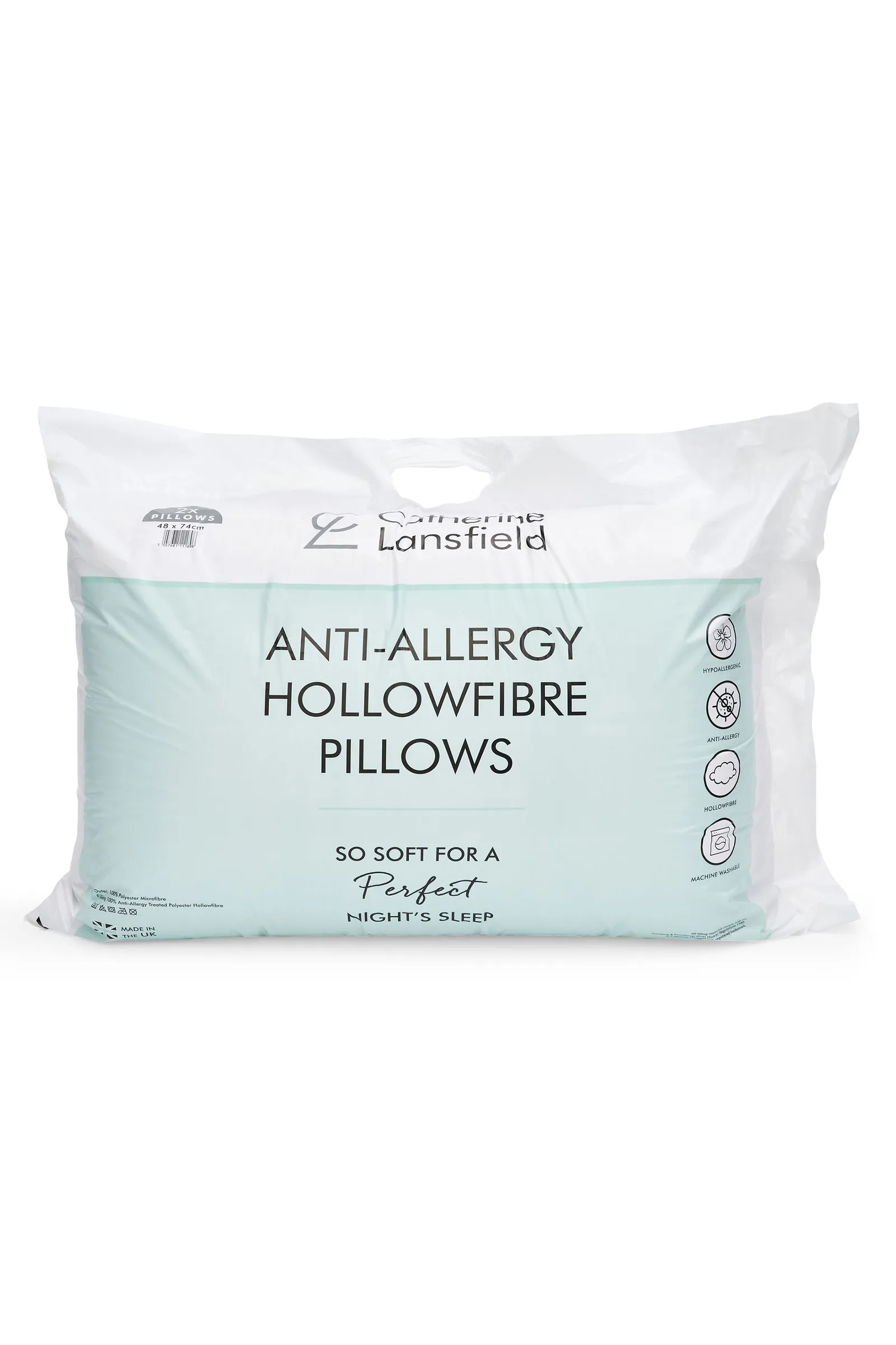 Catherine Lansfield 'Anti Allergy' Hollowfibre Pillow Pair in White 4