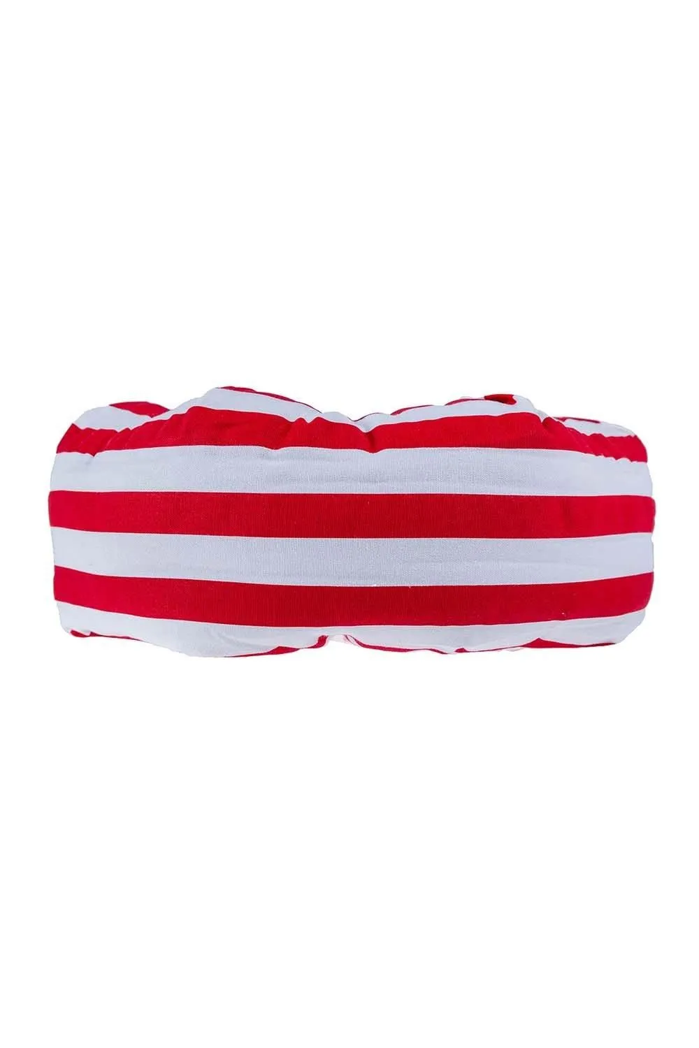 Homescapes Stripe Pleated Round Floor Cushion in Red 2