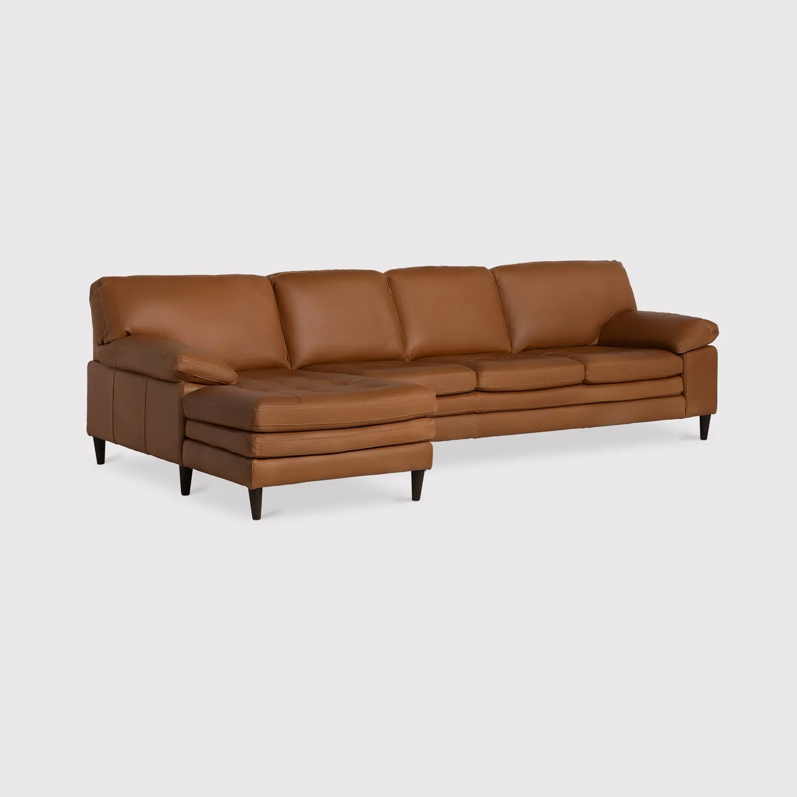 Olson Left Hand Facing Chaise Corner Sofa, Brown Leather | Barker & Stonehouse
