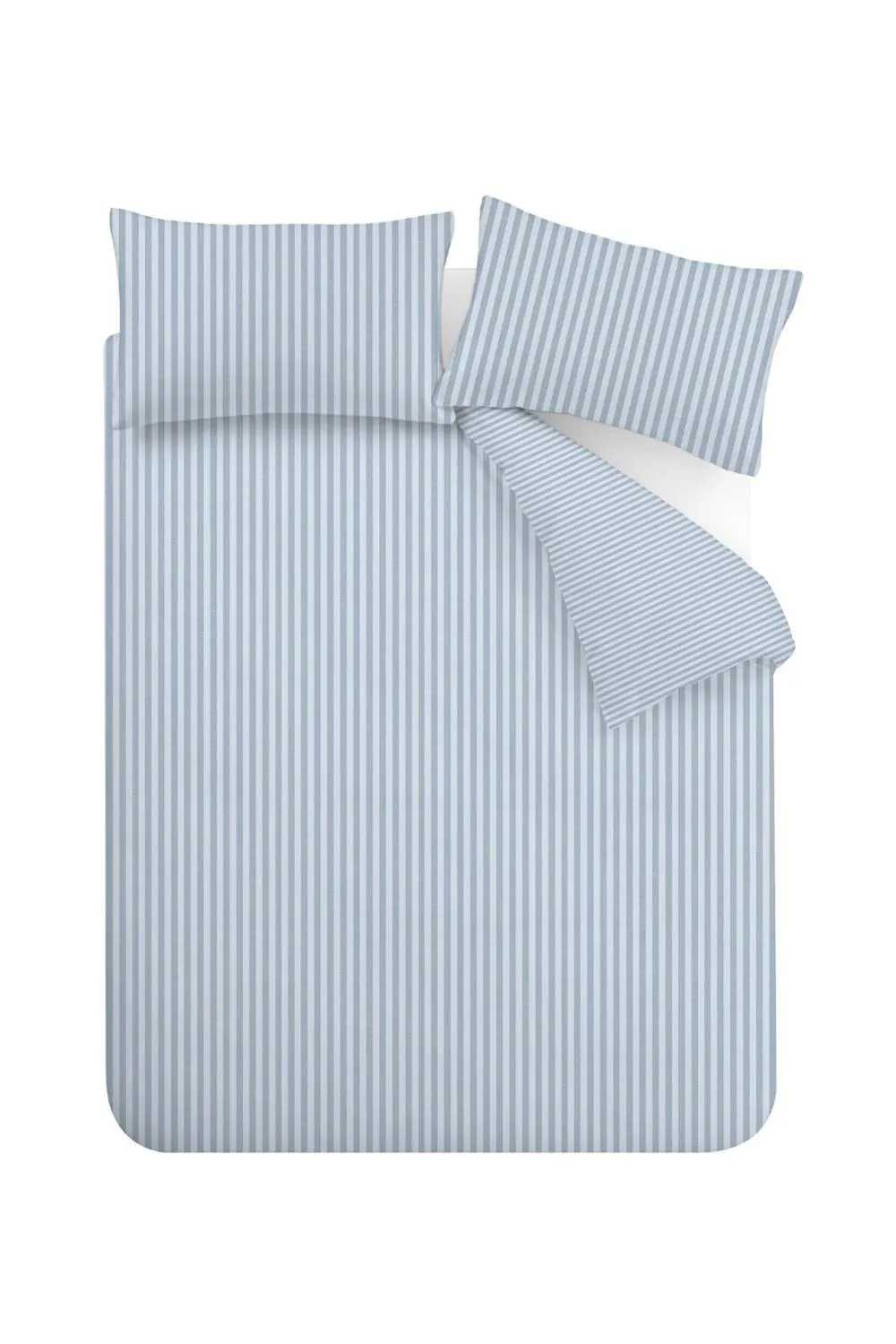 Catherine Lansfield 'Epping Textured Stripe' Reversible Duvet Cover Set in Blue 5