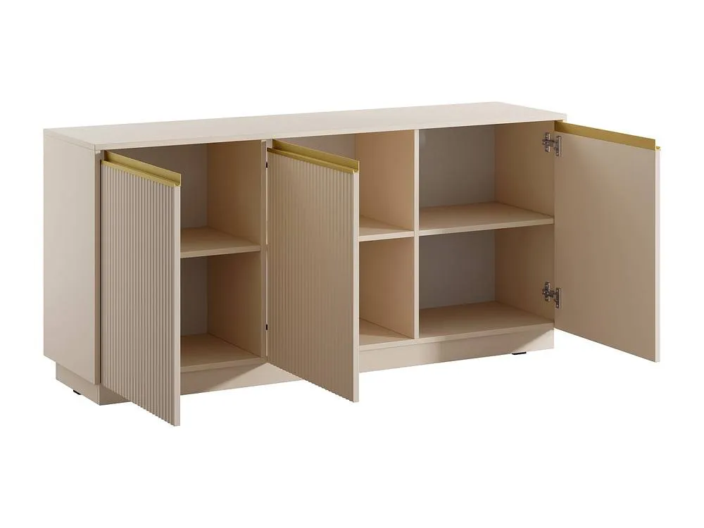 Vente-unique Buffet With 3 MDF Doors - Beige & Gold - POSINIA 6