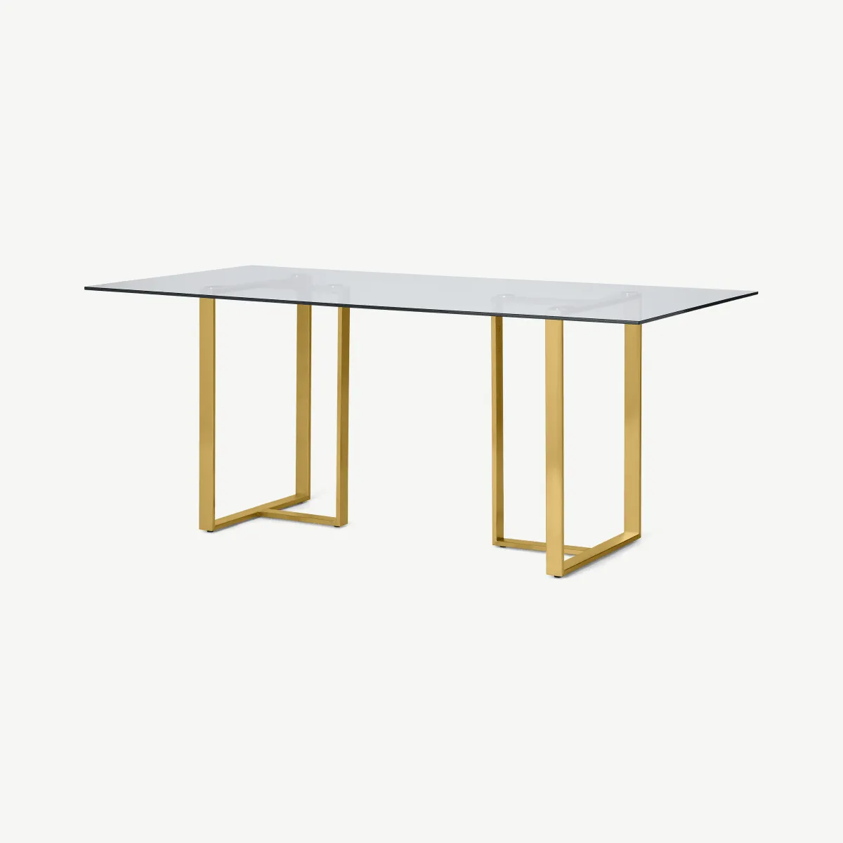 Saffie 6 Seat Dining Table, Brass & Glass