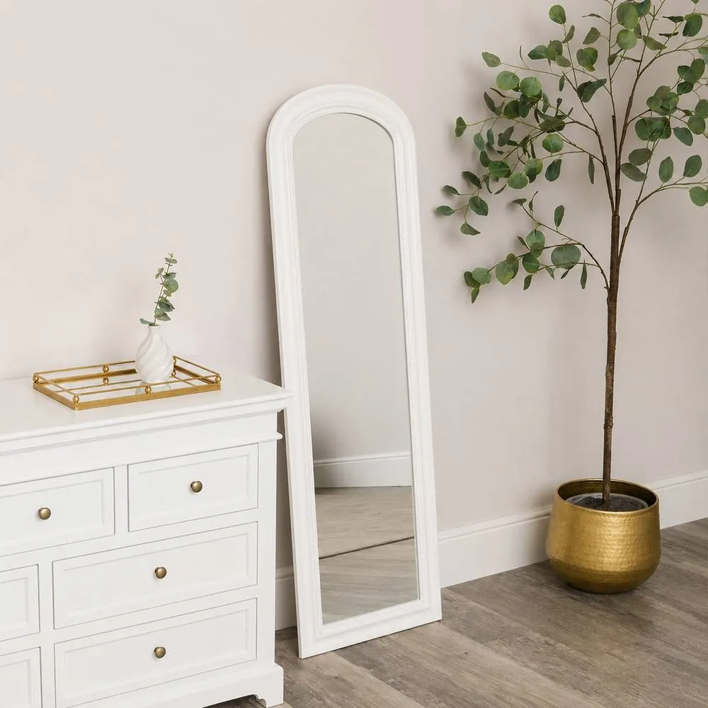 Melody Maison Full Length Distressed White Leaner & Wall Mirror - 47cm X 142cm 6