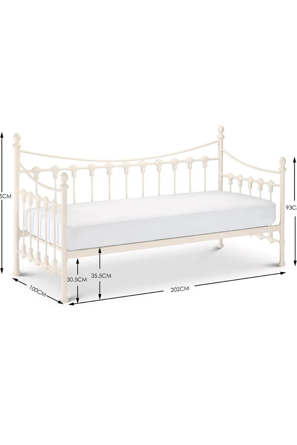 Julian Bowen Versailles Single Ivory Metal Daybed with Underbed Trundle 5