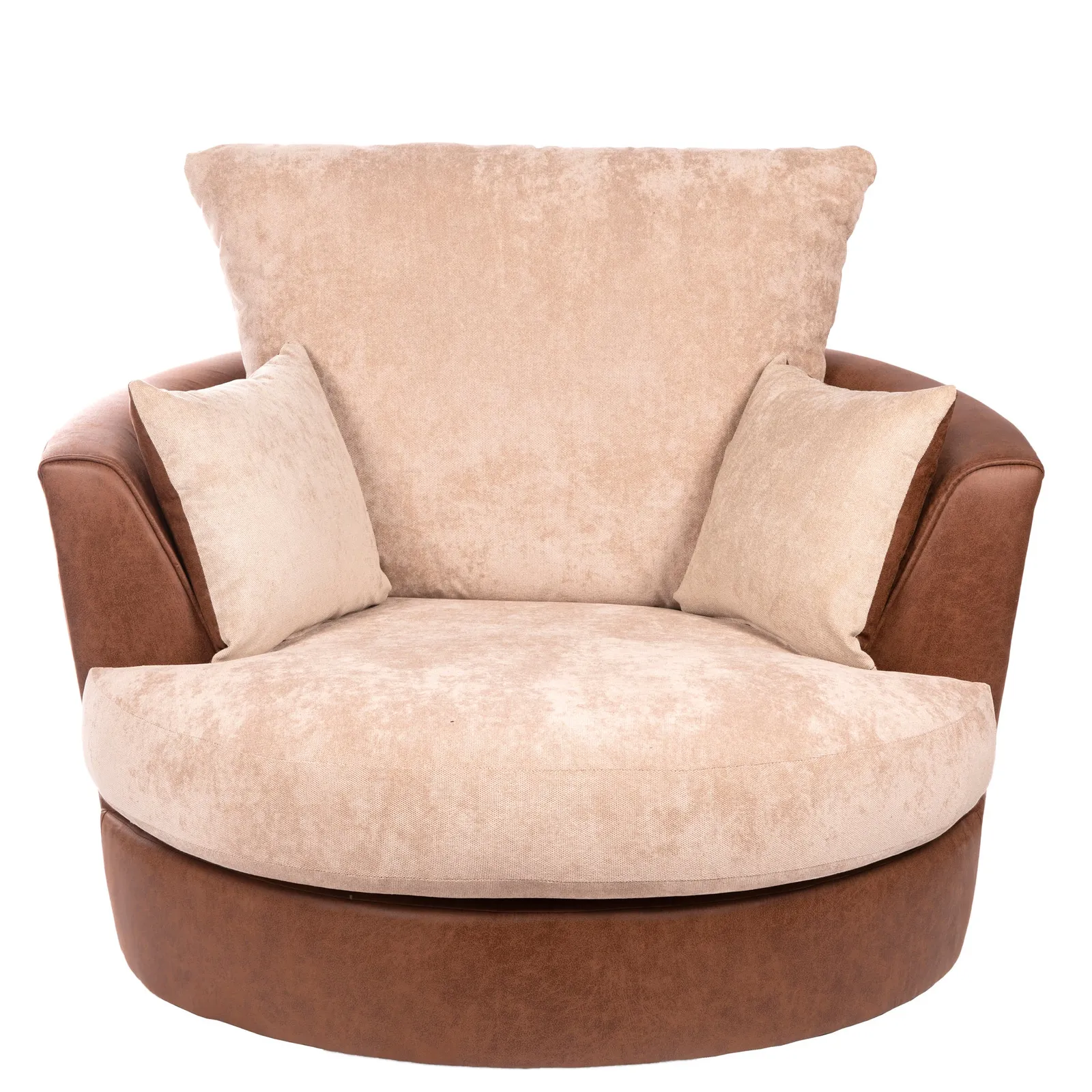 Blake Fabric Combo Swivel Chair Brown