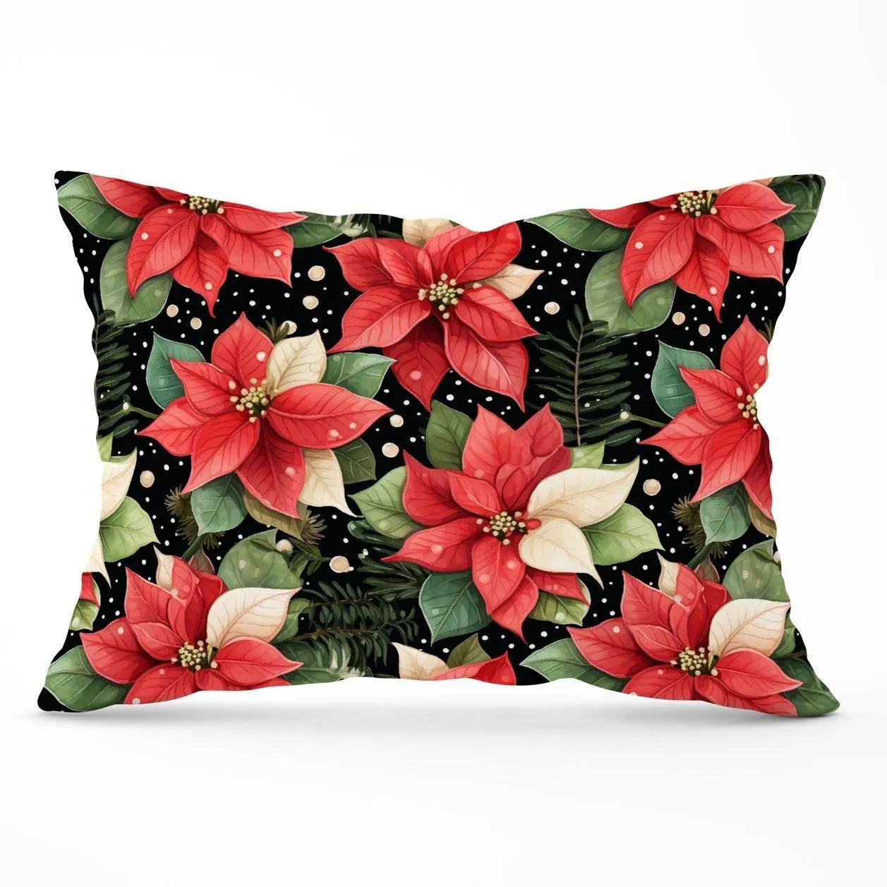 Warren Reed - Designer Poinsettia, Watercolor Style Cushions in Red