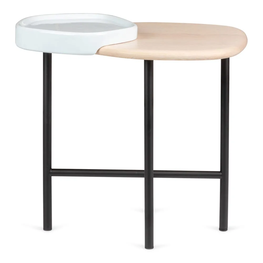 Ligne Roset Lewa Side Table Natural Ash Top White Ceramic Holder 2