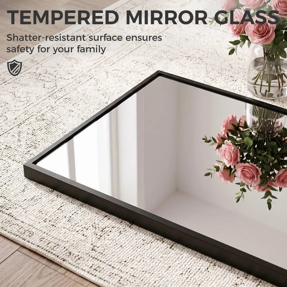 HOMCOM 40 x 110 cm Full Length Wall Mirror with Adjustable Hooks, Black 6