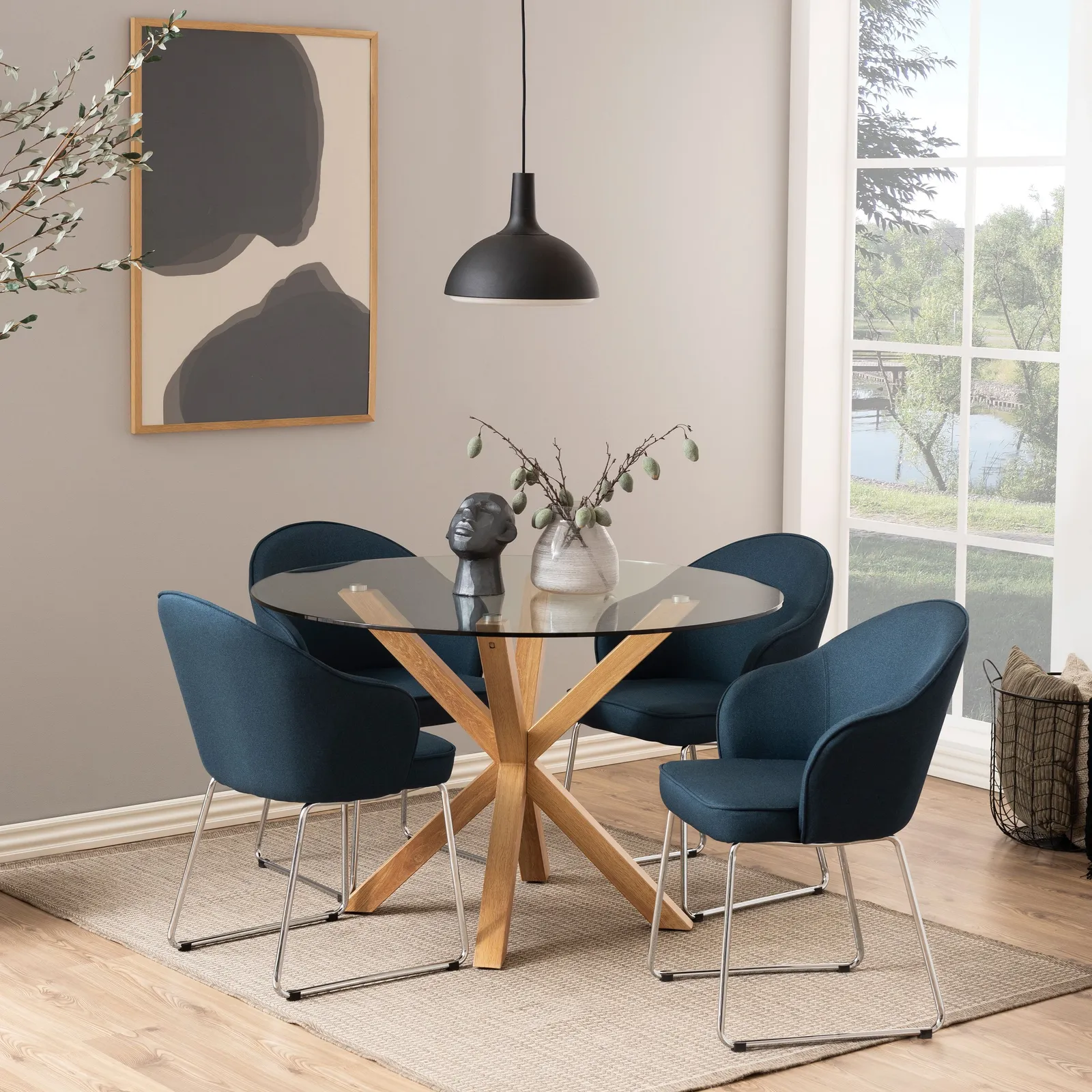 Furniture To Go Heaven Round Dining Table with Ceramic/Glass/Marble Top 119cm in Clear 4