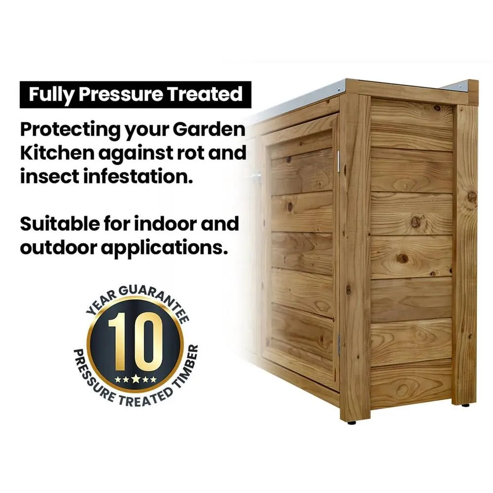 Dunster House Garden Kitchen Unit W2.5m x D2m / W7'9" x D6'9" With Stainless Steel Countertop, UNIT I in Brown 6