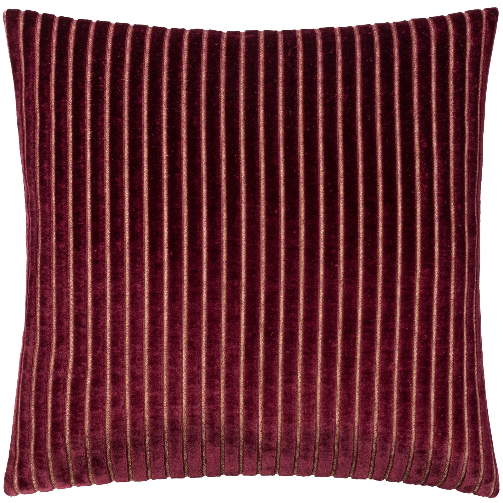 Paoletti Savoy Stripe Velvet Cushion in Burgundy 2