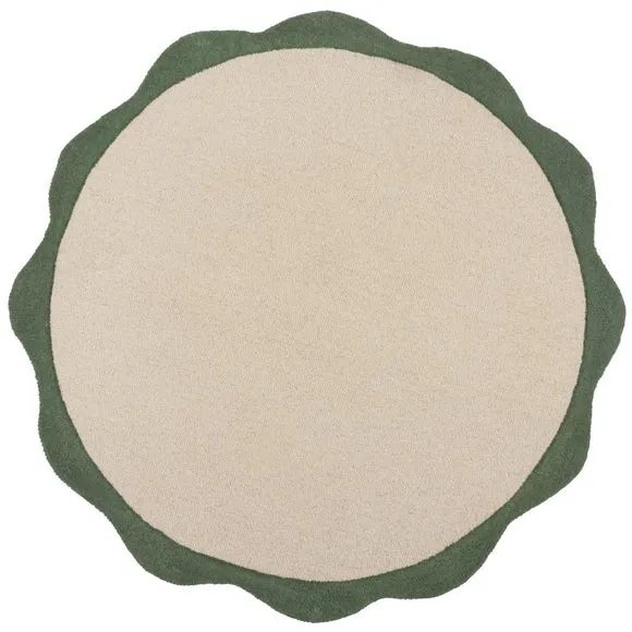 Bonnie Scallop Border Wool Round Rug 5