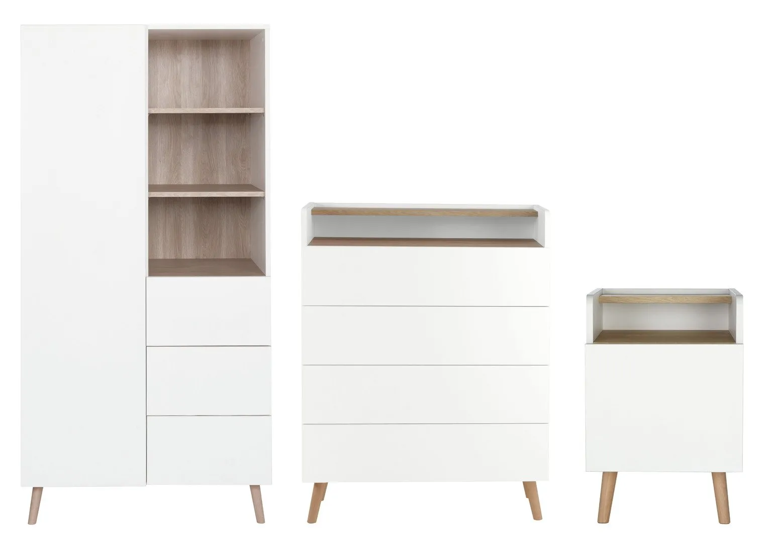 Habitat Skandi 3 Piece 1 Door Wardrobe Set-White Two Tone