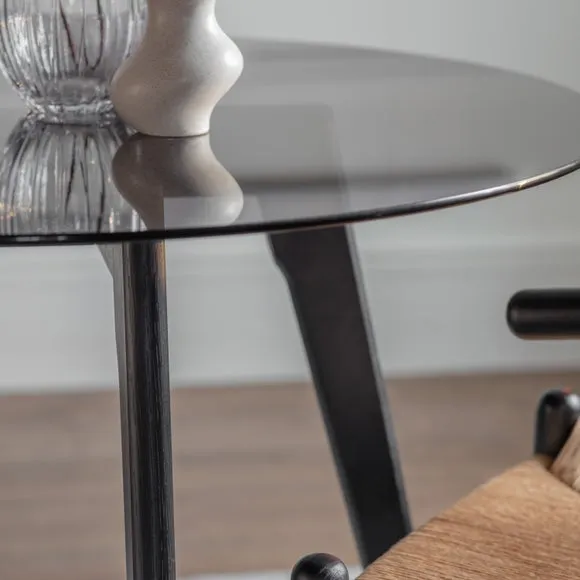 Brea 4 Seater Round Glass Top Dining Table 2