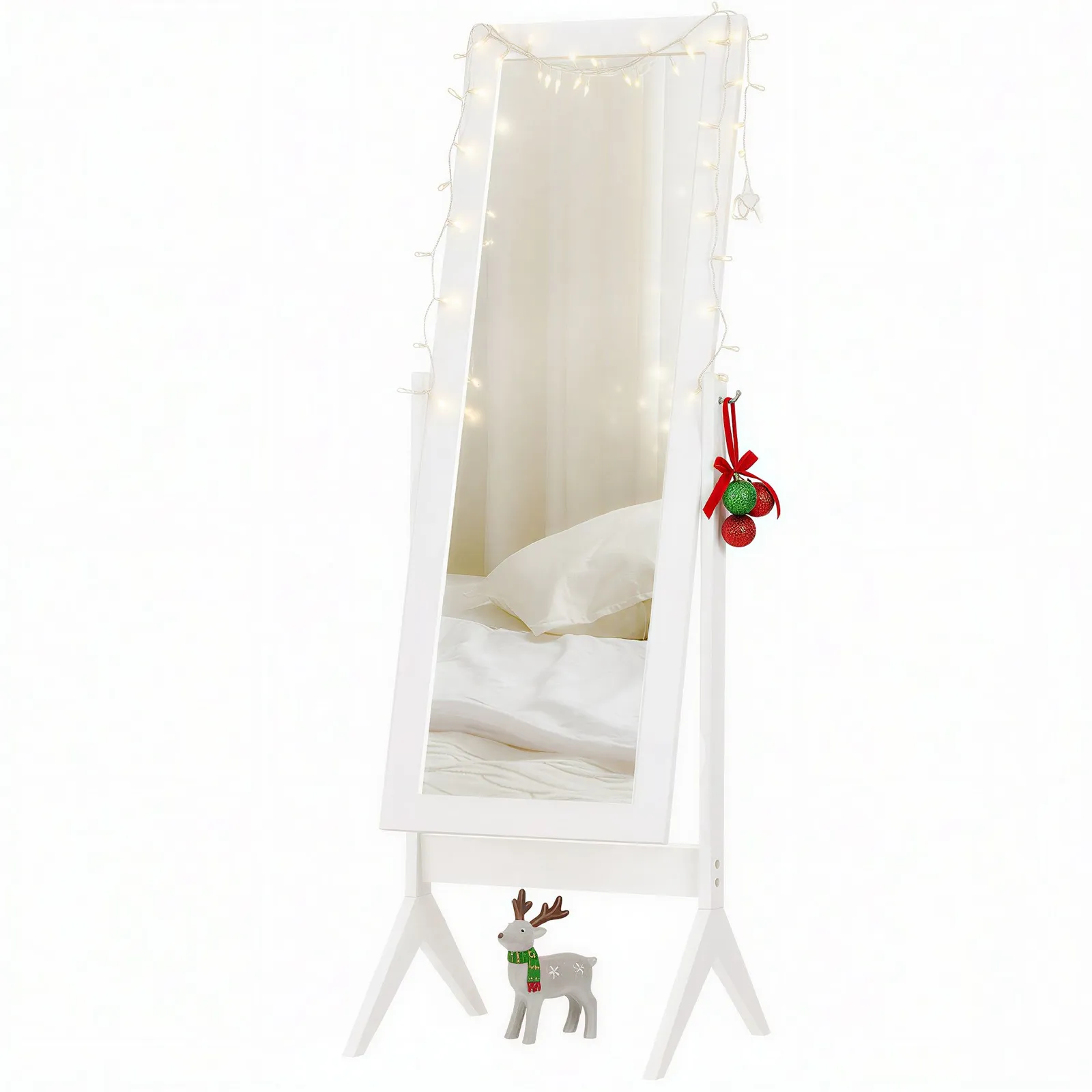HOMCOM Dressing Mirror Freestanding Tall Adjustable Angle White 148x47cm 2
