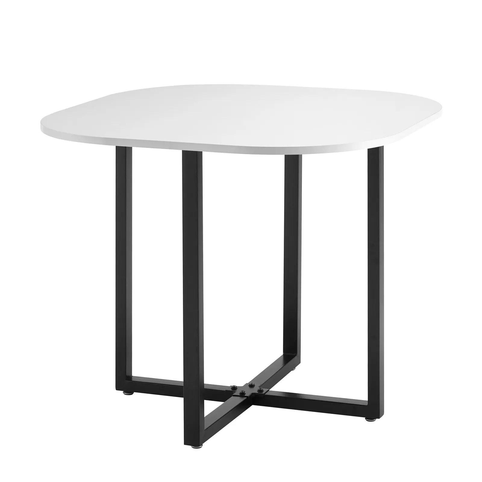 Comfy Living Ltd White 90cm Square Dining Table Set with 4 Black Chairs 5