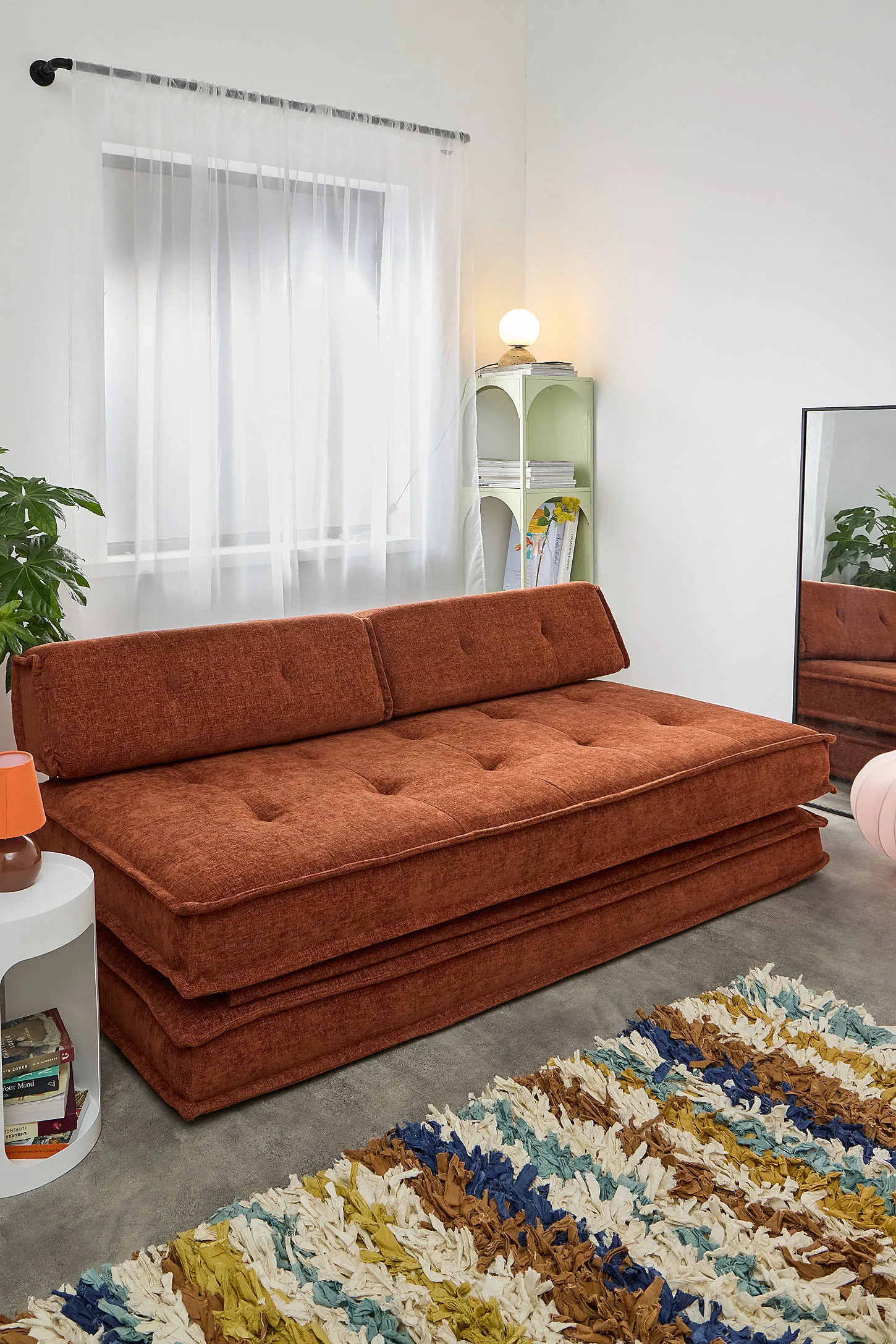 Macy Double Sofa Bed - Orange L: 183cm x W: 173cm x H: 23.5cm