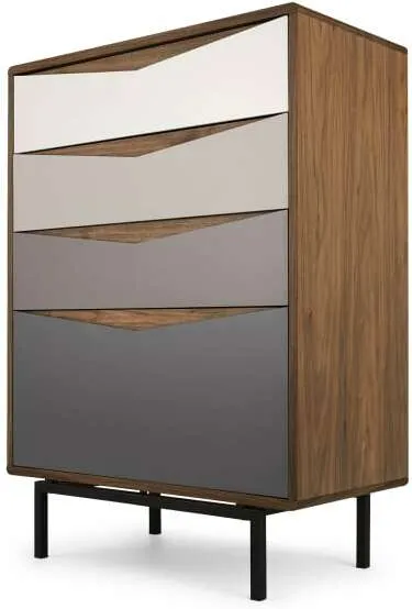 Louis Tall Chest Of Drawers, Walnut & Warm Neutrals