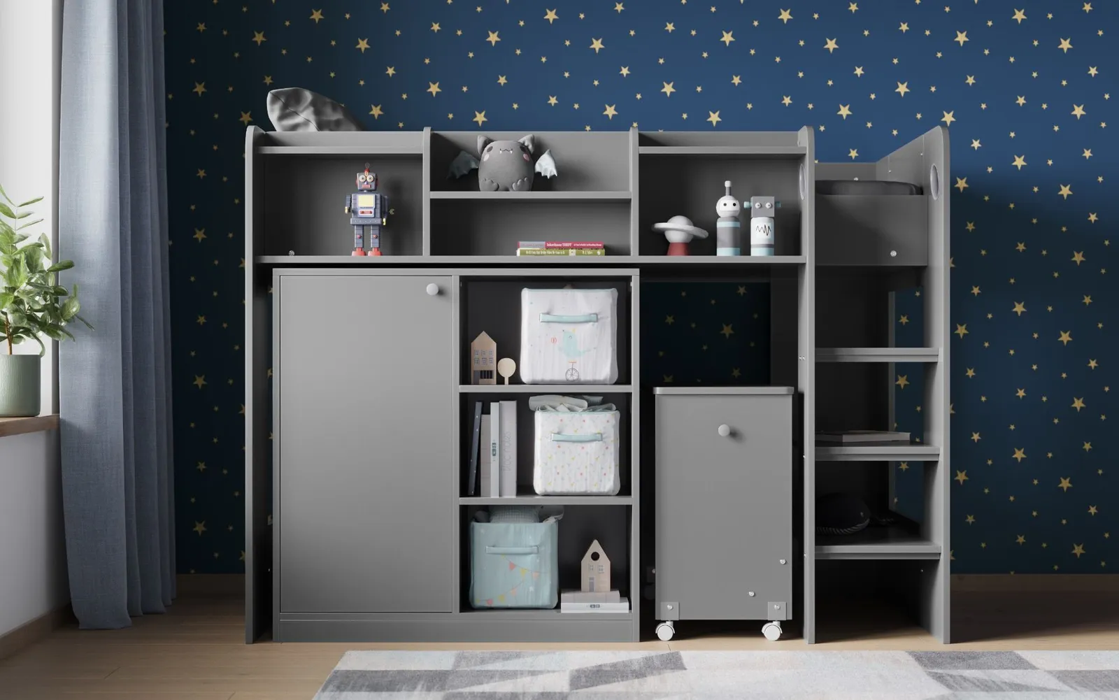 Flair Wizard Mid High Sleeper Workstation in Grey 3