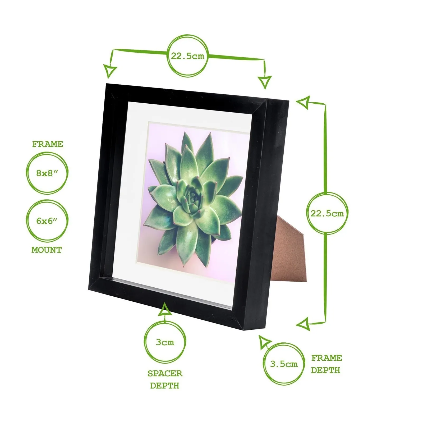Nicola Spring 3D Box Photo Frames - 8 x 8" with 6 x 6" Mount - Grey Mount - Pack of 5 4