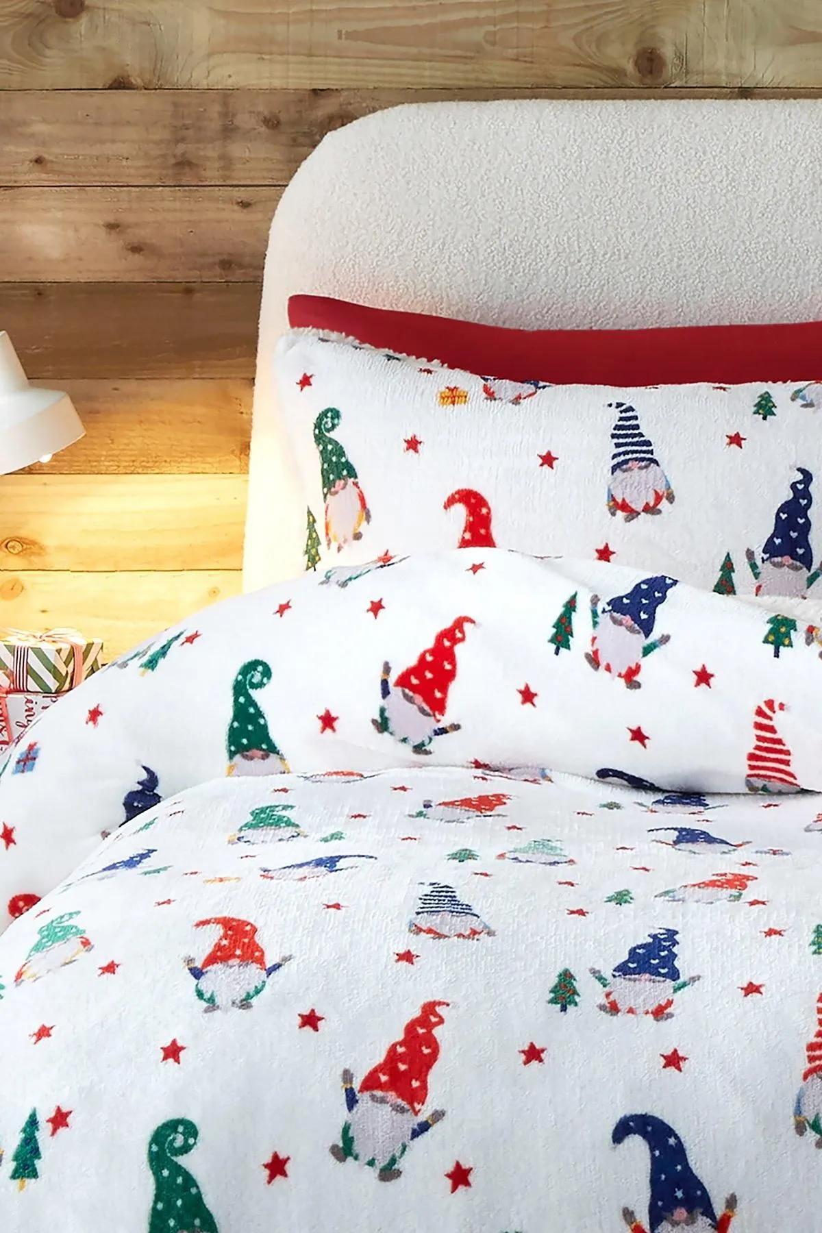Fusion 'Festive Gonks' Plush Duvet Cover Set in Red 2
